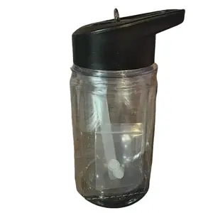 Kids SnowGlobe Cups with Black Lid and Clear Body Featuring a Straw Inside