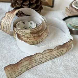 Random Color Diary Decorative Tape Roll, Vintage Scrapbook Series, Irregular Hem DIY Journal Stickers, Decal Sticker, Round Patchwork Tape, DIY Journaling