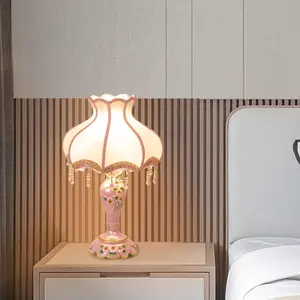 Aeyee Antique Flower Decorative Table Lamp with Fabric Shade Handmade Night Light for Bedroom Living Room Elegance Functional Stylish