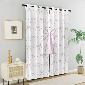 2 Panels Custom Monogram Letter "A-Z" Curtains, 80%-90% Light Blocking Darkening Curtains,Personalized Heart Bow Decoration Curtains for Bedroom, Dorm & Living Room, Grommet Top Soft Window Drapes for Romantic Home Decor
