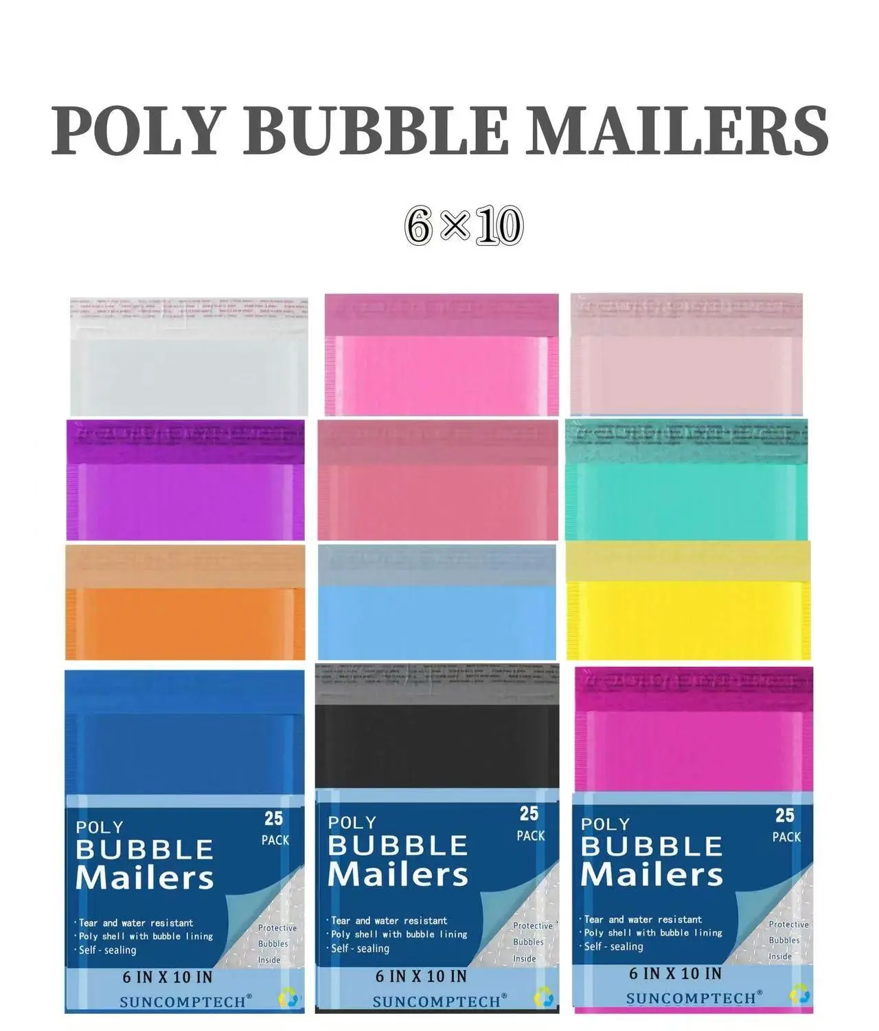 #0 Poly Bubble Mailers,6 x 10 inch, 25 Count, Self Seal Waterproof Mailing Envelopes, Padded Shipping Envelopes, (Usable 6 * 9 inch)  25 pcs