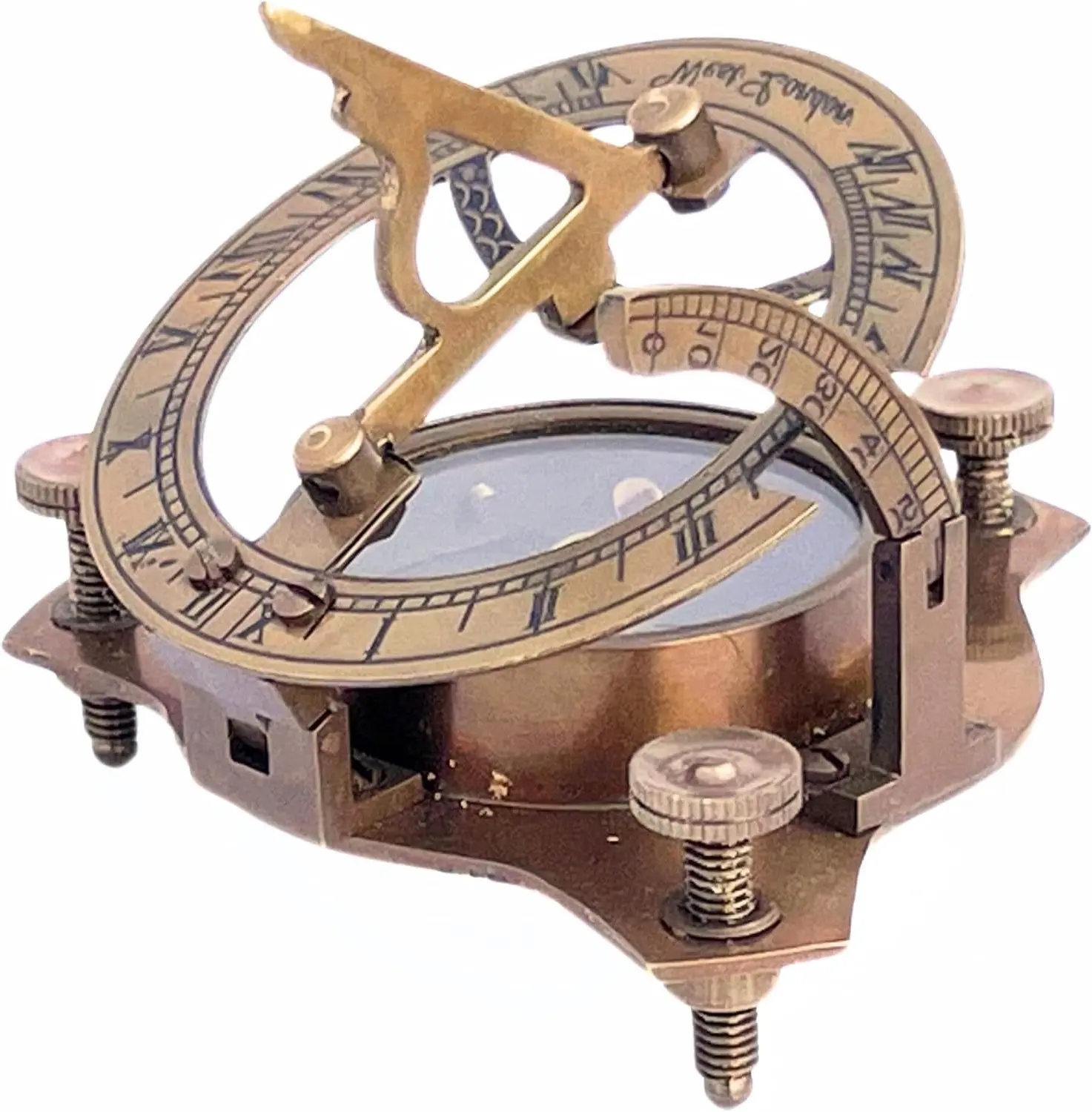 Vintage Brass Compass Antique Marine Sundial Fully Functional Handmade Collectible for Solo Travellers Hikers Trekking Home Decor