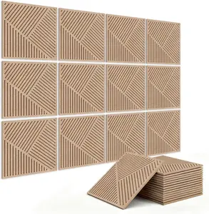 BUBOS 6 Pack Acoustic Panels,23.6" x 23.6" Thickened Sound Absorbing Wall Panels,Spike Nails Decorative Sound Panels for Recording Studio Office Home Theater (SonoSculpt Brwon)