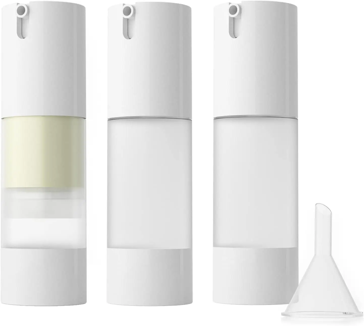 3-Count Airtight Frosted Plastic Airless Pump Bottles - 1oz/30ml Empty Refillable Makeup Containers, Lightweight Travel Storage Jars for Toner, Lotion, Homemade Beauty Gifts