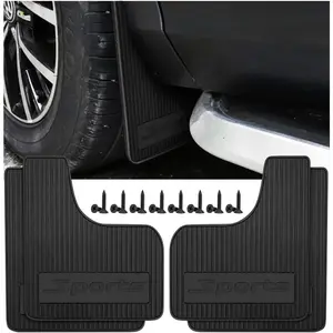 Mud Flaps, 4 count Soft Flexible Bendable Rubber  Mudguard Splash Guard with Hardware Tool, Auto Exterior Protection Accessories for Front & Rear, Universal for  Sedans (Black)