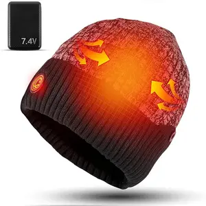 Winter outdoor heated hat with 3 temperature settings, quick heating, suitable for outdoor hiking, skiing, dog walking, commuting, and outdoor work in cold weather. Portable knitted hat, unisex, suitable for all head sizes. Beanie Hat