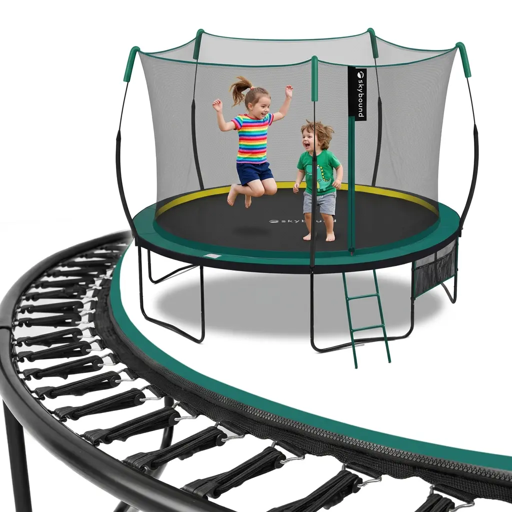 SkyBound 14 FT 12 FT 10FT 8FT 6FT Springless Trampoline for Kids and Adults - Recreational Trampolines with AntiRust Coating - Bungee Cords Outdoor Trampoline for Kids - No-Gap Design Zipper System Exercise Equipment