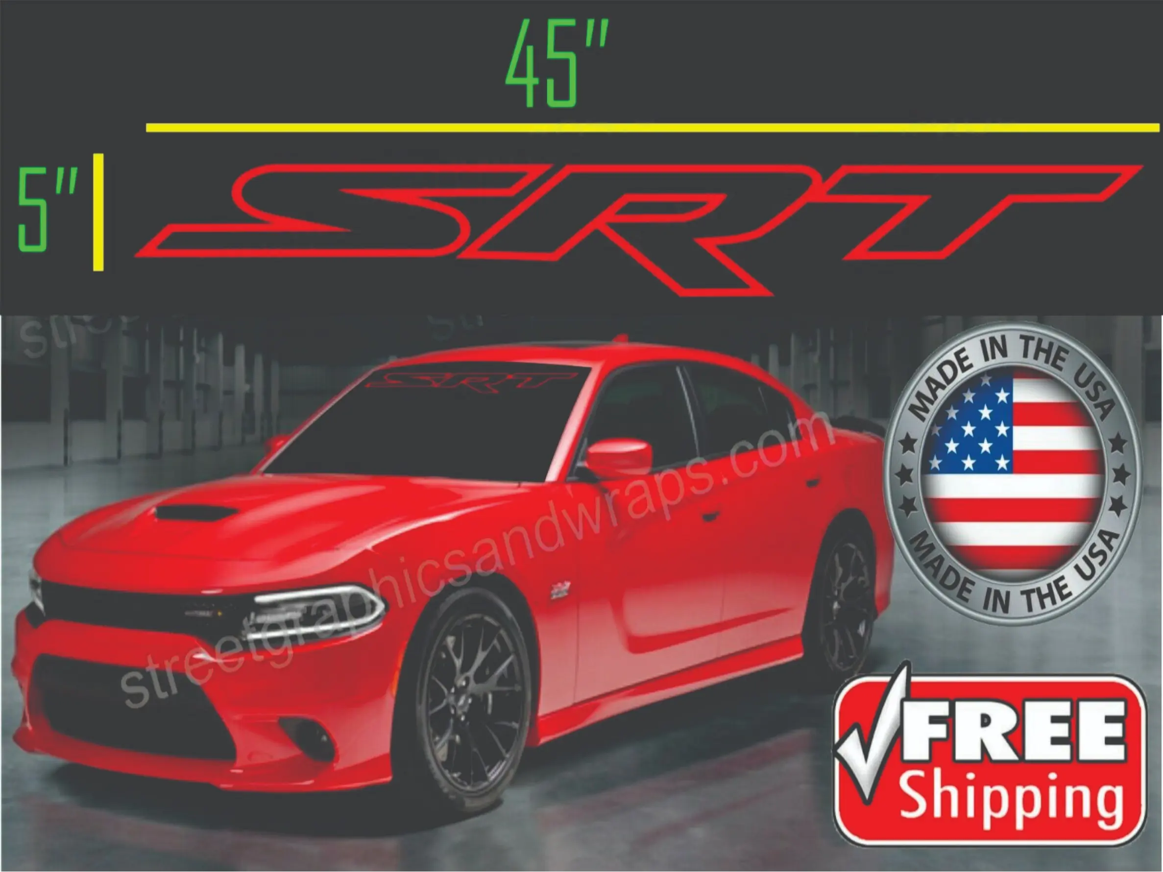 SRT WINDSHIELD VINYL DECAL STICKER, CHARGER, CHALLENGER, DODGE, CHRISLER