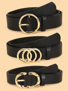 3pcs, Elegant Women's Set, Trendy Belt, Alloy Buckle Design, Colors, Perfect for Jeans & Dresses, Daily Commute Accessory