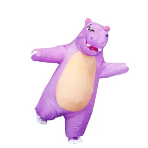 Purple Hippo Polyester Inflatable Costume, Youth Adult Size, Fits 5 ft 1 in to 6 ft 1 in Height (155-185 cm), Includes Fan & Battery Box, No Batteries Included, Perfect for Halloween Cosplay, Festival Carnival Parties & Viral TikTok Party Look