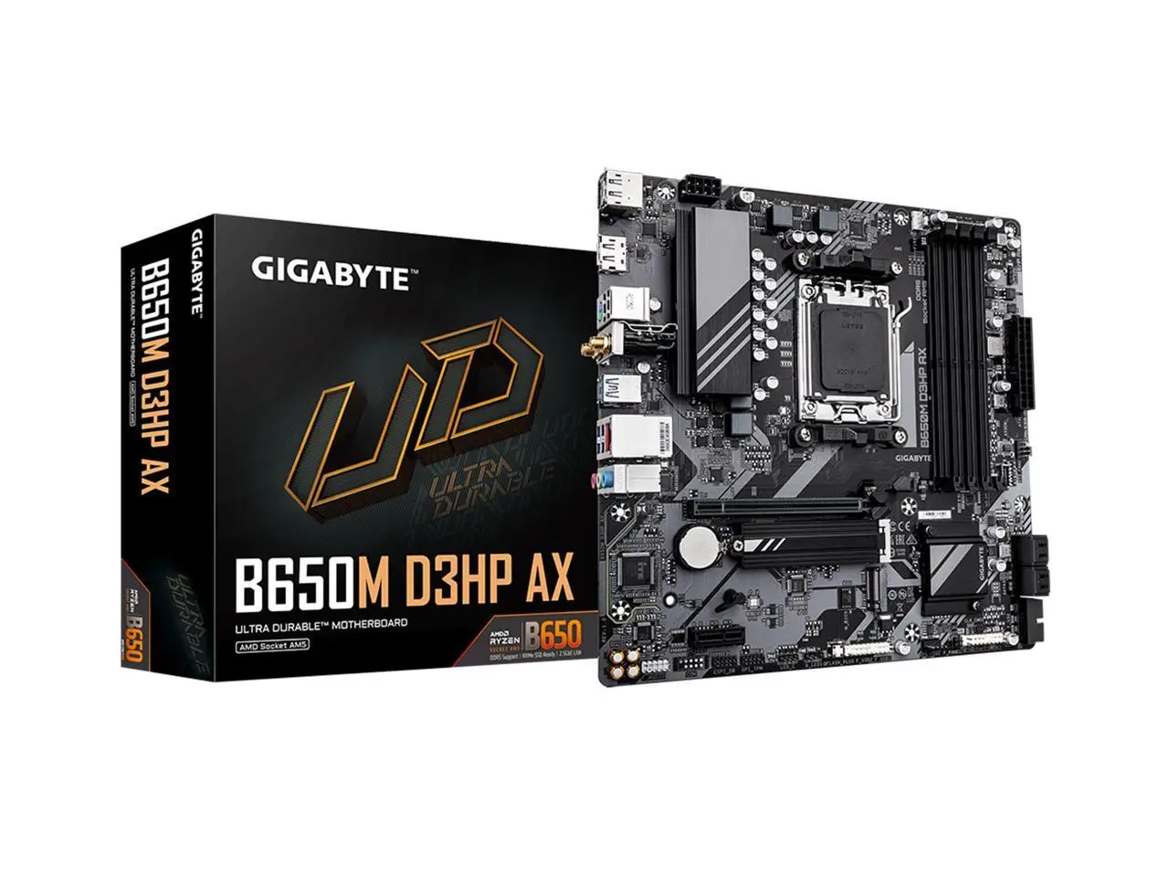 GIGABYTE B650M D3HP AX AM5 LGA 1718 AMD B650 M-ATX DDR5, 2x PCIe 4.0 M.2, PCIe 4.0, USB 3.2 Gen2 Type-C, Wi-Fi 6E, 2.5GbE LAN