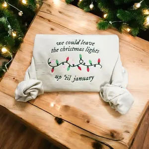 Leave the Lights Christmas Taylor Embroidered Sweatshirt, Christmas Gift, Taylor Holiday Sweater, Christmas Lights, The Era Sweater