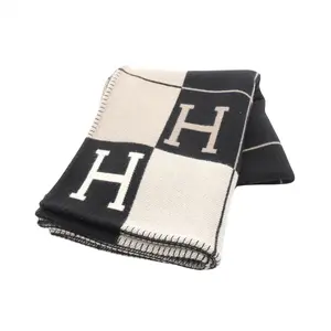Pre-owned HERMÈS Wool Small Leather Goods Hermes Avalon3 Cashmere Blanket