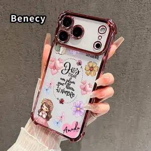 Phone Case for iPhone 17 Pro Max 16 15 Plus Air 14 13 12 11 E Divine Love Whispers Pattern Four Corners Reinforced Shockproof Transparent Soft Silicone Cover