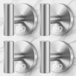 4 Pack Heavy Duty Suction Cup Hooks for Shower & Glass Window, No Drill & Removable Shower Hooks for Towels, Coat, Robes, Loofah -Brushed Nickel