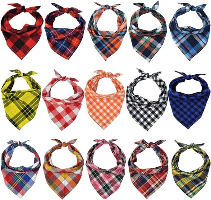 15pcs Dog Bandanas, Dog Scarf Kerchief Dog Girl Boy Dog Bandanas Set Cotton Pet Dog Bandanas Outdoor Dog Fall Bandanas Accessories for Small Dogs Cat Pet. pet costume