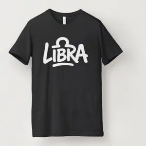 Graffiti Zodiac T-Shirt Libra Bold Street-Style Astrology Tee Soft Black Cotton Unisex Crewneck Short Sleeve Top Menswear Big Sun Sign