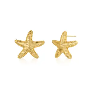Tewiky 14K Gold Plated Starfish Stud Earrings for Women Trendy Drop Dangle Earring Beach Summer Jewelry Gift For Valentine's Day gifts