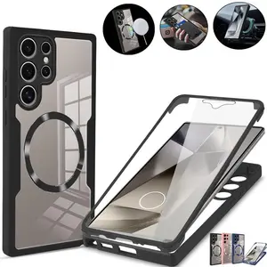 360 Full Wrap Phone Case with Screen Protector, 1 Count Magnetic Attraction Phone Protective Cover, Double Sided Drop-proof Shockproof Protective Case for Samsung Galaxy S24