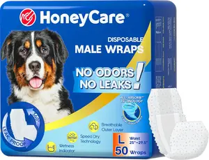 Male Dog Wraps Small 50 Count, Disposable Leak Proof Dog Diapers for Male Dogs, Pet Belly Bands for Training and Indoor Use