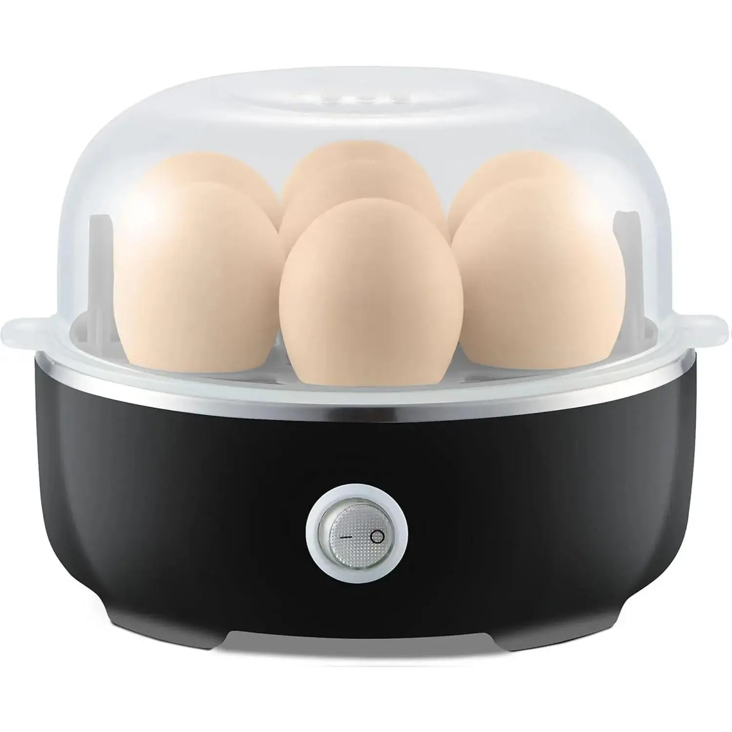 [New Offer] Simple Electric Egg Cooker with 7 Egg Capacity, Soft Boiled, Medium Boiled, Hard Boiled Egg Cooker with Automatic Shut-Off Function, Comes with Measuring Cup, BPA-Free, Classic Black Electric Egg Cooker