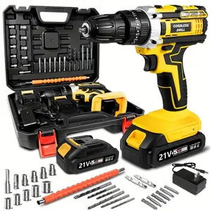 36V Cordless Drill Set – 29-Piece Electric Drill with Keyless Chuck 2-Speed 45Nm Torque LED Work Light 2 Batteries Fast Charger for Home Repair DIY Projects