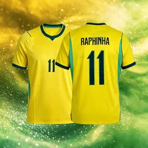 2026 Home And Away Yellow And Blue 10# Neymar 10# Vini JR 11# Raphinha Short Sleeve Soccer Jersey Fans Version