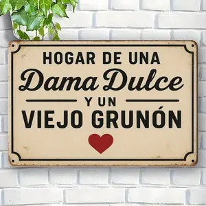 Vintage Spanish Metal Wall Sign, 8x12 Inch Rustic Iron Art, Distressed & Design, Heart Accents, Home Decor