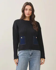 A Dollop of Denim Patch Sweater