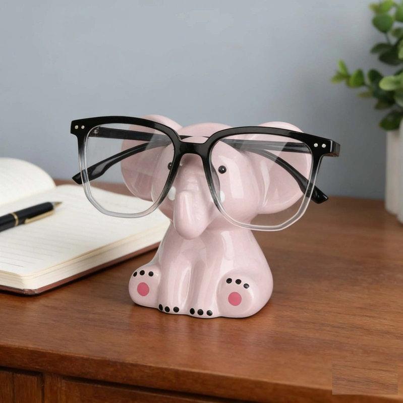 Cute Elephant Animal Shape Glasses Holder Eyeglass Display Stand Decorative Storage Rack for Office Desk Nightstand