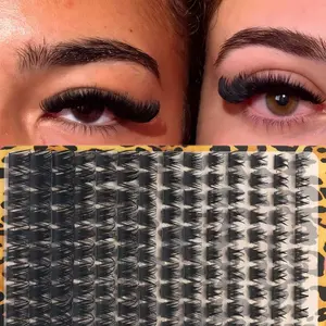 Cs Fluffy Volume Lash Clusters, Soft Lightweight False Lashes, Leopard Print DIY Eyelash Extensions, Reusable for Daily Party Use