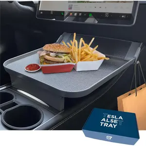Tesla Model Y Model 3 Accessories 2020 to 2026, Car Eating Food Table Alset Tray, Center Console Organizer, for Autopilot, Road Trips.Anti-Slip Mat for Sta