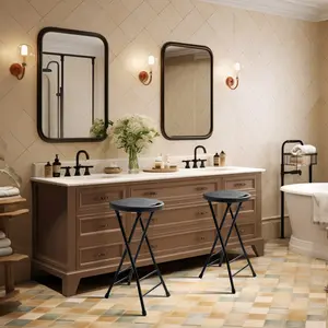 24-Inch Folding Stool with Handle, Folding Bar Stool with Non-Slip Feet,Folding Chair,Indoor and Outdoor Foldable Stool for Adults,500 lbs Capacity,Kitchen,Game Room(13"×11.5"×24")