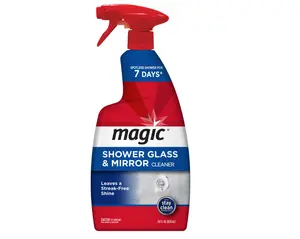 Magic 28 oz. Glass Cleaner with Stay Clean Technology, 7-Day Protective Coating Repels Soap Scum & Hard Water, Easy Spray & Wipe for Streak-Free Shine on Glass & Mirrors, Also Prevents Fog, Leaves Invisible Shield for Lasting Clean & Fog-Free Surface