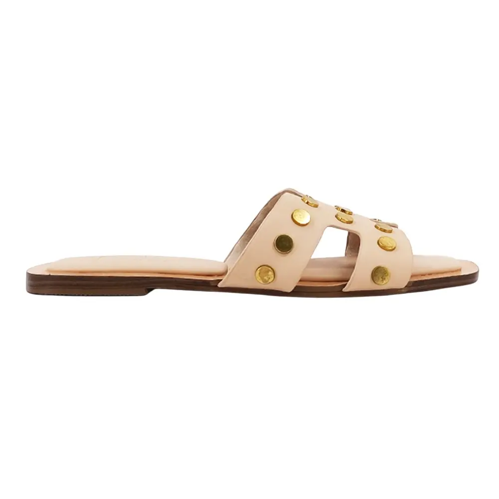 Shu Shop Womens Donatella Studded Flat Casual Sandals Casual - Beige