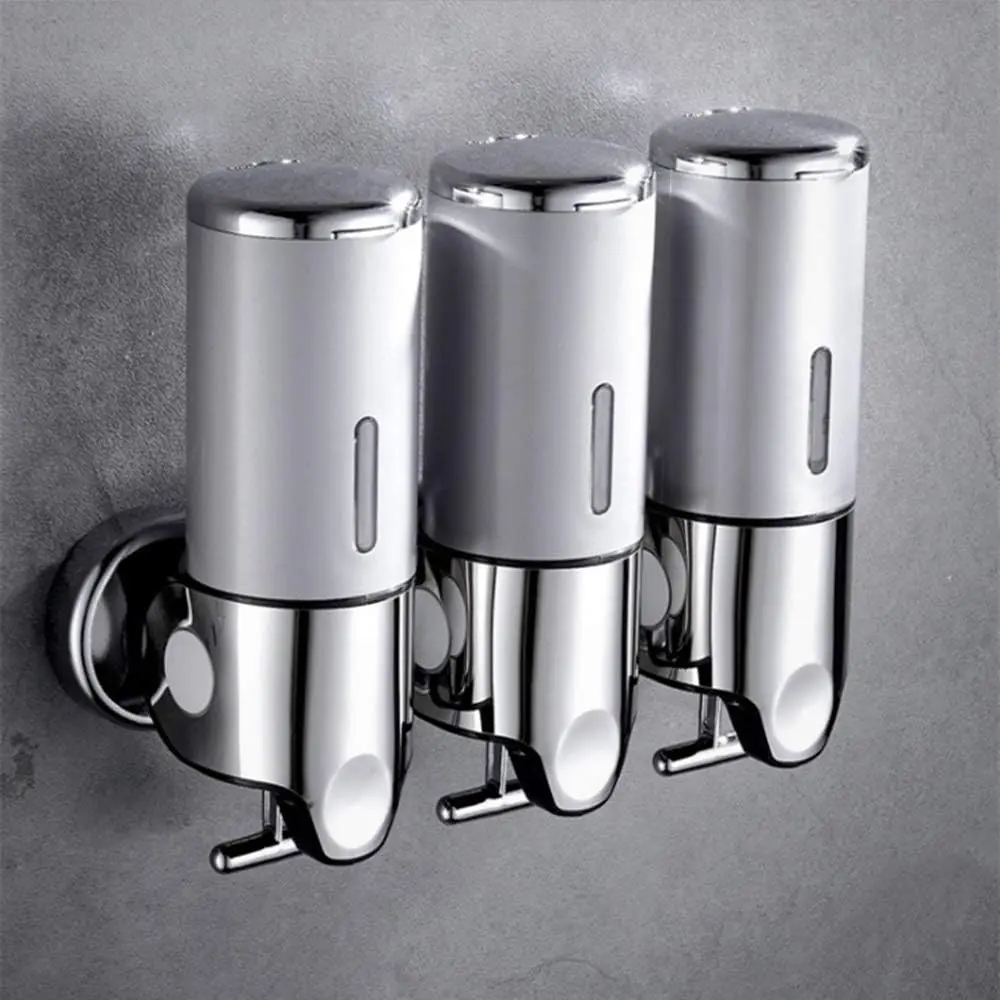 3 in 1 Chamber Wall Mounted Bathroom Shower Pump Dispenser and Organizer-Holds Shampoo, Soap, Conditioner, Shower Gel, for Bathroom Kitchen Hotel ()