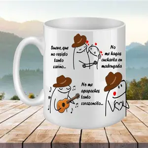 Coqueta Coffee Mug - Valentine's Day Gift, Reusable & Washable, Available in 11oz or 15oz Sizes, Featuring Music and Guitar Design - Dye