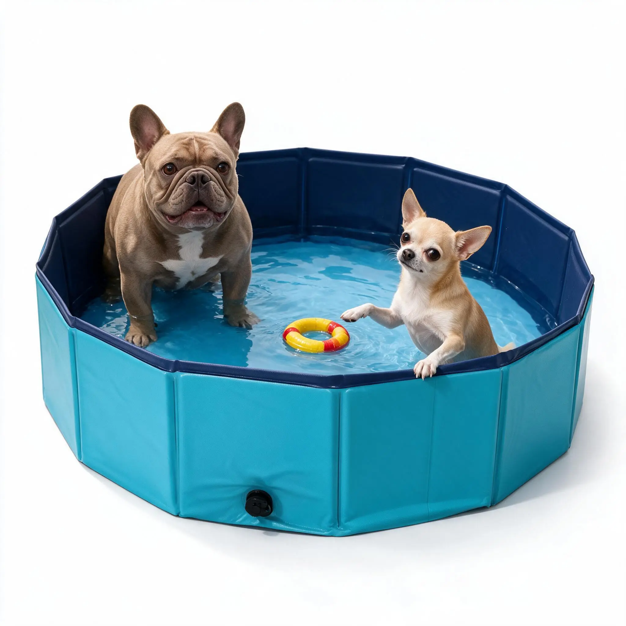 Foldable Thick PVC Inflatable Swimming Pool for Small-Medium Pets, Construction Hard Panels, Jumbo Size, No Inflation Needed, Non-Slip Interior Bottom, Portable Durable Design, Easy Setup & Storage, Backyard Play Kiddie Pool Inflatable Pool Float Inflatab