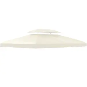 Outsunny 13.1' x 9.84 Gazebo Replacement Canopy, 2-Tier Top UV Cover for 84C-101 Outdoor Gazebo, Cream White (Top Only)