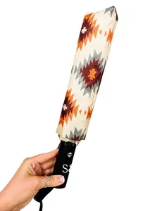 Stylish Aztec Cream Umbrella - Protect Yourself in Style! Beige Water Proof