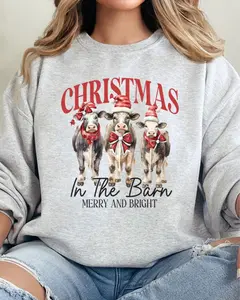 Christmas In The Barn Cows Unisex NuBlend Crew Sweatshirt CHRITMAS 2024