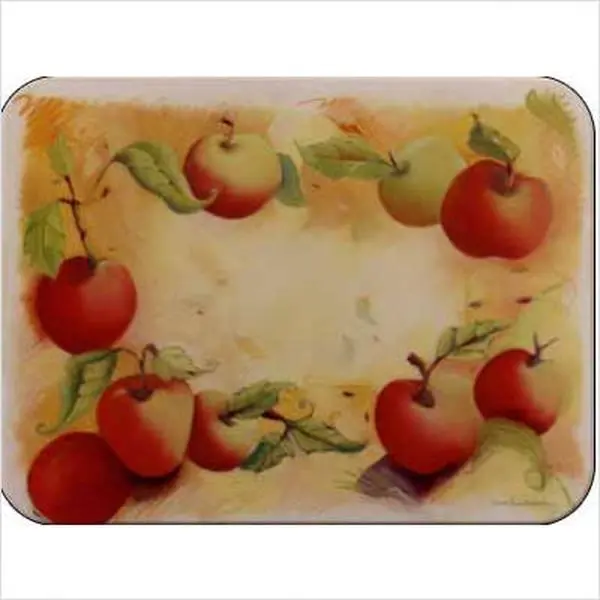 McGowan TT00532 Tuftop Apples Decorative Glass Chopping Board - Kitchen Decoration, Medium Size 1-Piece Kitchen Essential, 16"w x 12"d, Cut-Proof, Heat-Resistant, Virtually Indestructible, Cheese Safe, No Need for Harsh Chemicals