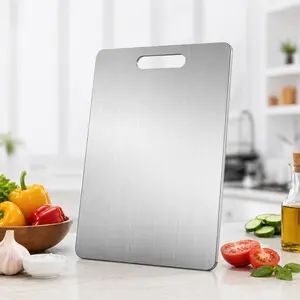 Premium Stainless Steel Cutting Board – Double-Sided, Non-Slip, Heavy Duty for Meat & Veggies, Hygienic & Easy Clean Kitchen Board，Chopping，Knives tiktokshopspringglowup