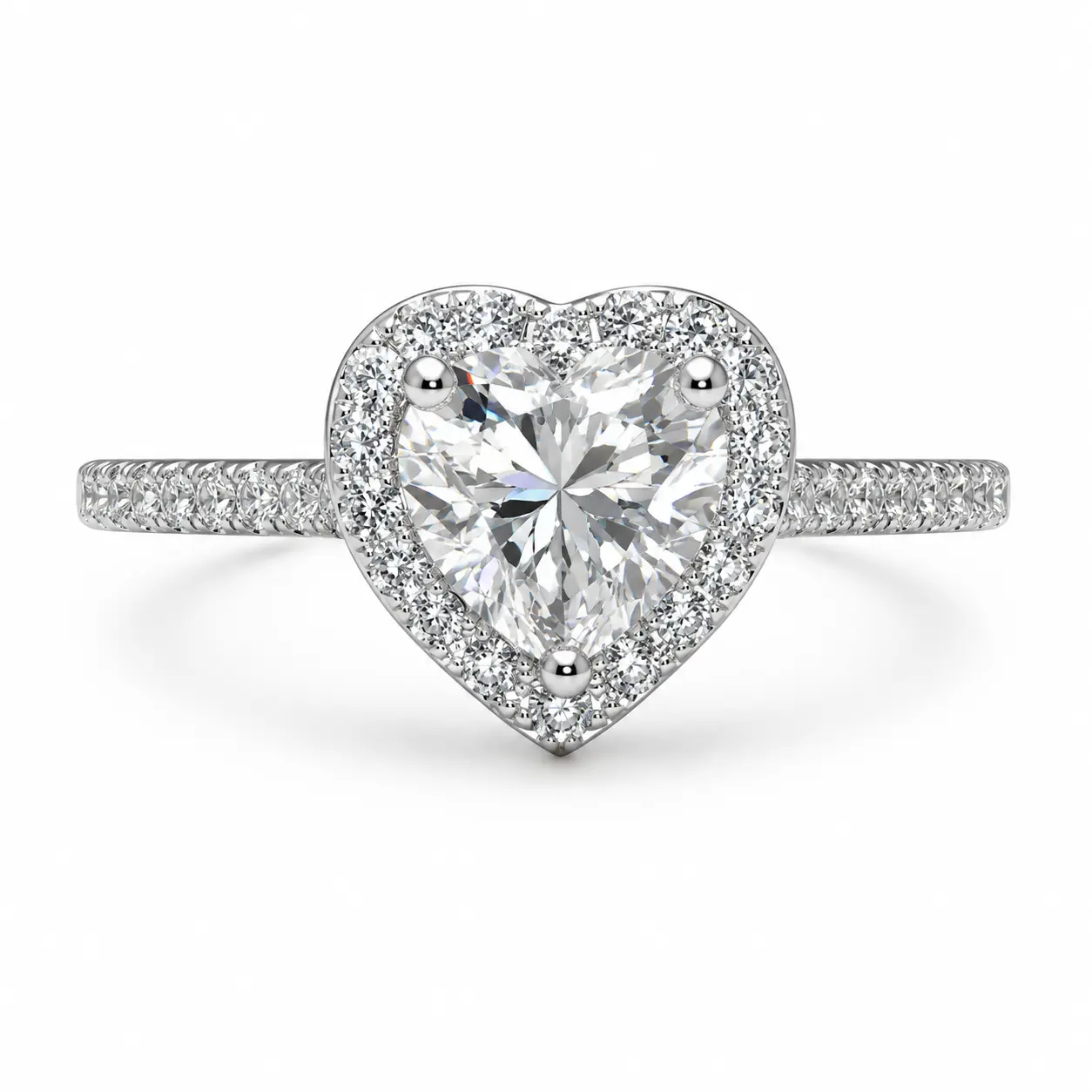 JPT-214-Women's Luxury Heart-Cut Moissanite Ring - Stainless Steel Halo Promise Ring, Romantic Engagement Wedding Jewelry Gift