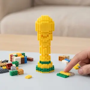 LeleToys Stress Relief Series Toys 3D Micro Building Block Model(580 PCS),Football Championship Trophy,Small Desk Figurines