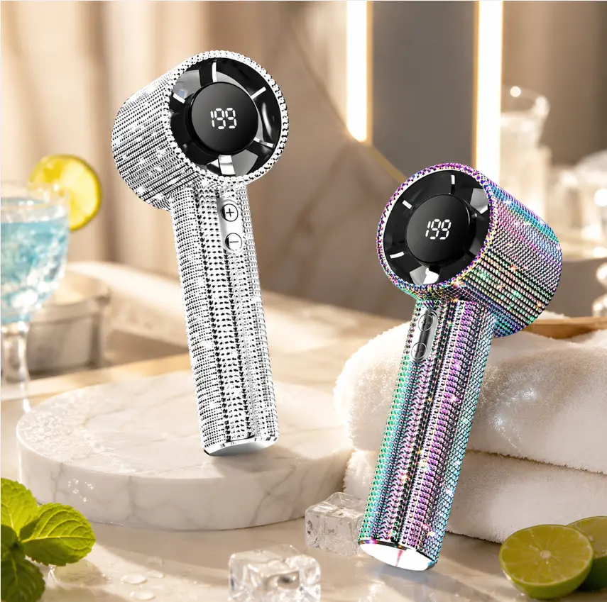 Portable Turbo Fan Rechargeable Handheld Fan Mini Personal Cooling Fan Three Speed USB Fan Digital Display Powerful Airflow Travel Fan Summer Essential Viral Finds Must Have Office Camping Hiking Beach Outdoor Walking Women Men Kids Everyday Use