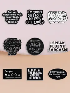 9-Piece Enamel Pin Set, Healing Theme Pins, Emotionally Balanced & Social Sarcasm Quotes, Perfect Gift for Workplace & Sarcastic Lovers