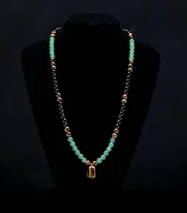Wealth & Prosperity Manifestation Necklace | Real Tiger Eye, Aventurine & Obsidian Crystal Beads