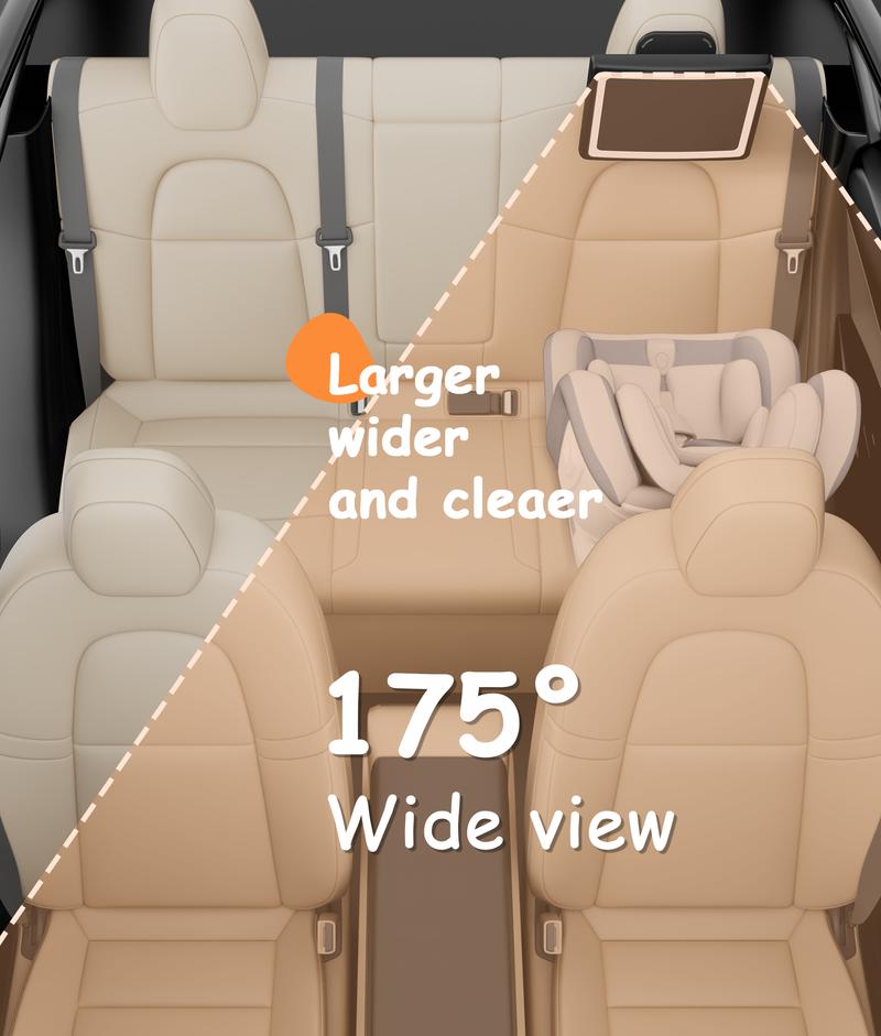 [Black Friday] Safety Car Seat Mirror with Seven Customized RGB Lights and 15° Convex Mirror for Wide Horizon Viewing - Well-prepared for Long Drive Rear Viewing