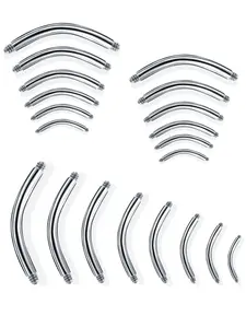 100pcs Stainless Steel Curved Barbell Screw Parts for Eyebrow Navel Piercing, Durable Body Jewelry Accessories, Perfect Replacement Kit